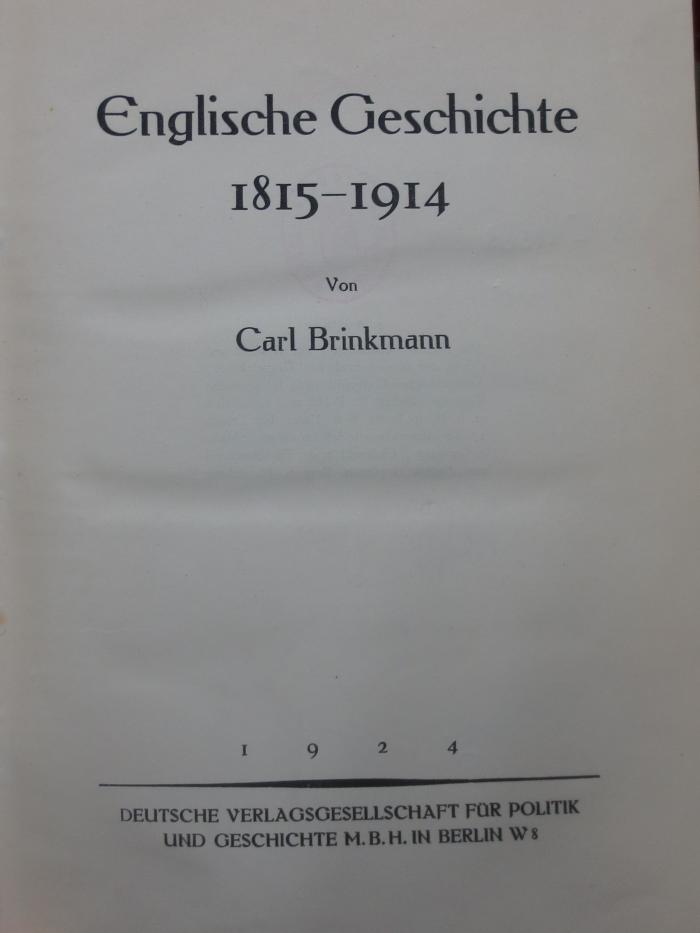 I 29368 2. Ex.: Englische Geschichte 1815-1914 (1924)