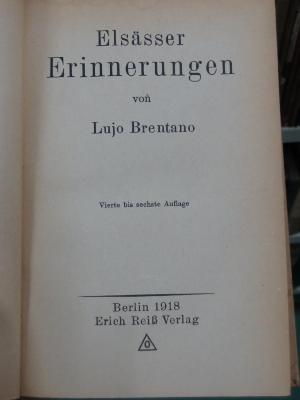 I 23231 f: Elsässer Erinnerungen (1918)