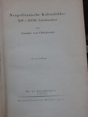 I 30742 b: Neapolitanische Kulturbilder XIV.-XVIII. Jahrhundert (1920)