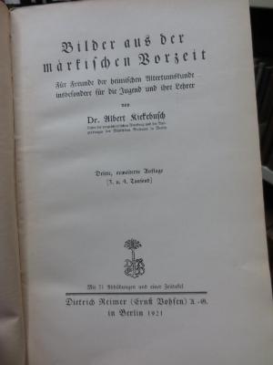 I 18111 c: Bilder aus der märkischen Vorzeit : Für Freunde der heimischen Altertumskunde insbesondere für die Jugend und ihre Lehrer (1921)