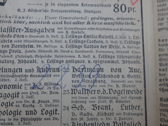 II 1091: Kartenkunde : geschichtlich dargestellt  (1894);G45II / 380 (unbekannt), Von Hand: Nummer; '2239'. 