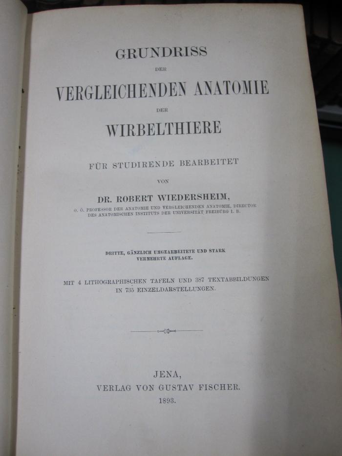 Kg 1333 c: Grundriss der vergleichenden Anatomie der Wirbelthiere (1893)