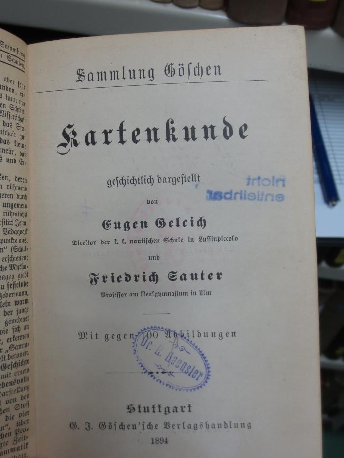 II 1091: Kartenkunde : geschichtlich dargestellt  (1894)