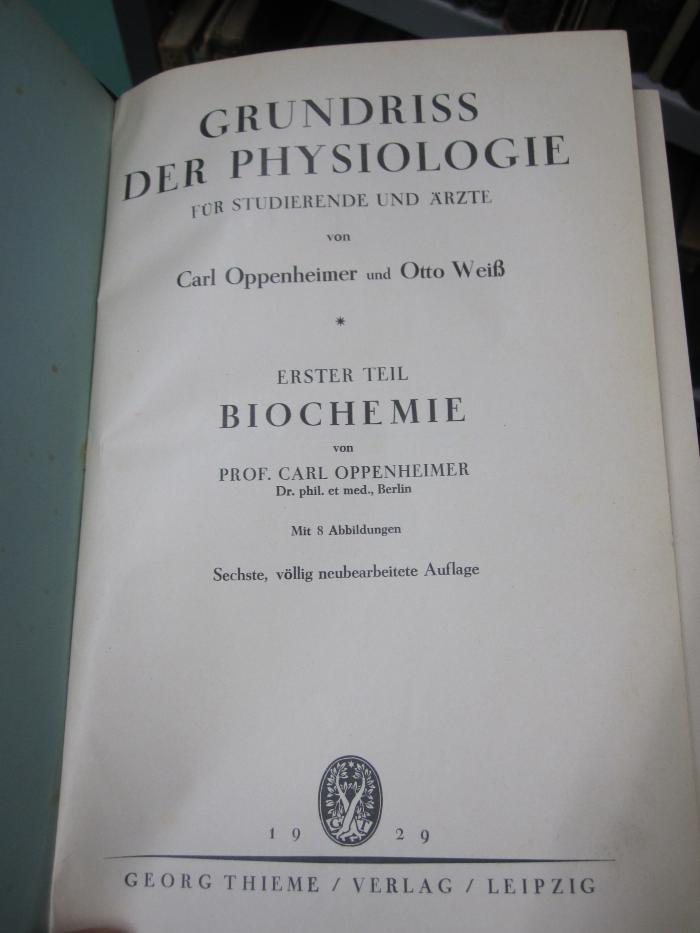 Kg 1392 f: Biochemie (1929)