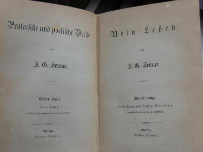 III 18123 1, 2. Ex.: Mein Leben. Als Anhang : Fortsetzung von Seume: Mein Leben, mitgetheilt von C. A. H. Clodius