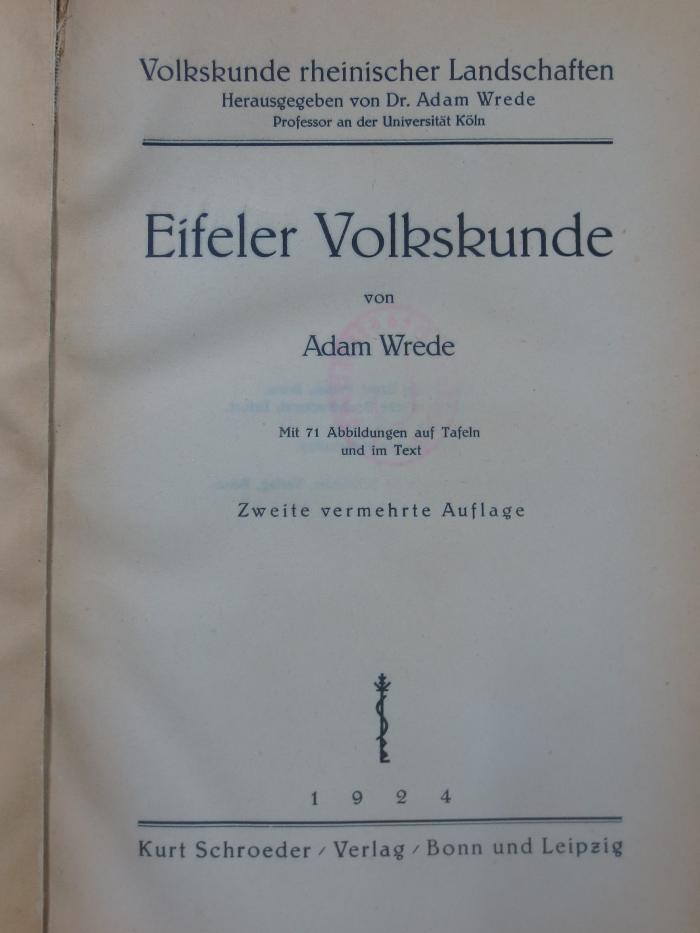 II 7263 b, 2. Ex.: Eifeler Volkskunde (1924)