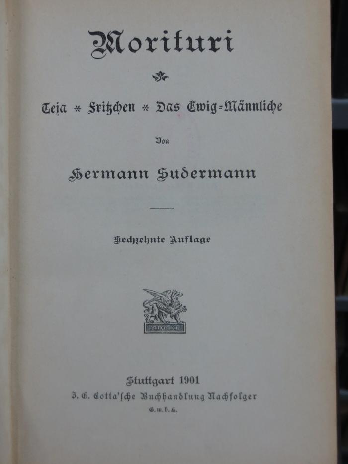 III 61510 af: Morituri, Teja, Fritzchen, Das Ewig-Männliche (1901)