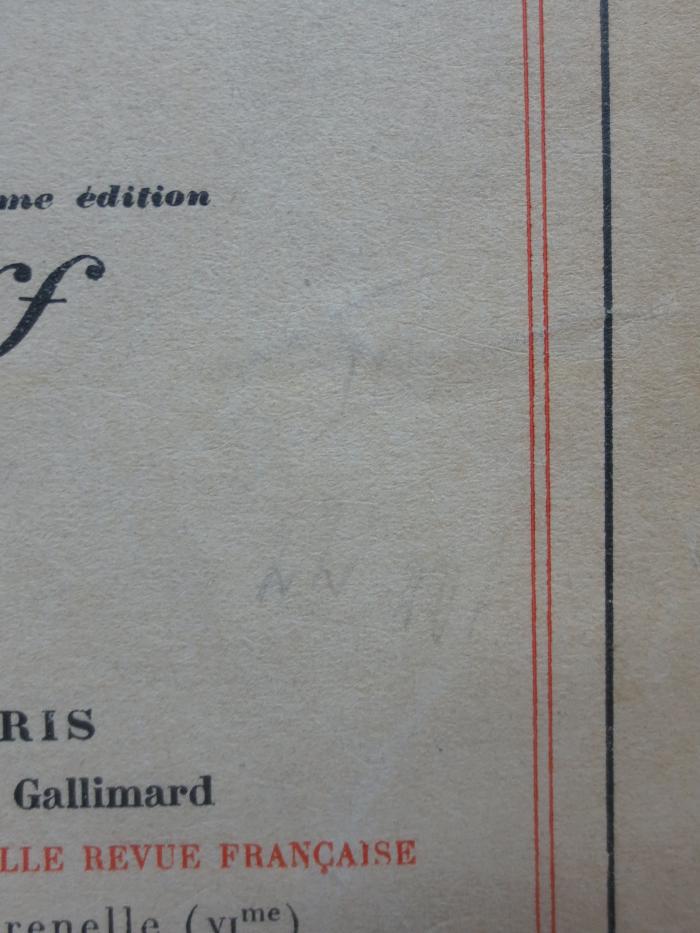 III 87670 bb: Le retour de l'enfant prodigue précédé de cinq autres traités (1929);G45II / 2141 (unbekannt), Von Hand: Signatur, Nummer; 'III 22 407'. 