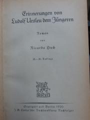 III 40520 3. Ex.: Erinnerungen von Ludolf Ursleu dem Jünderen (1920)