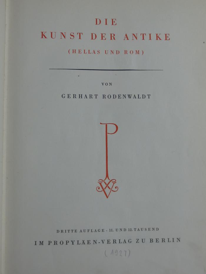 IV 7621 c: Die Kunst der Antike (Hellas und Rom) (1927)