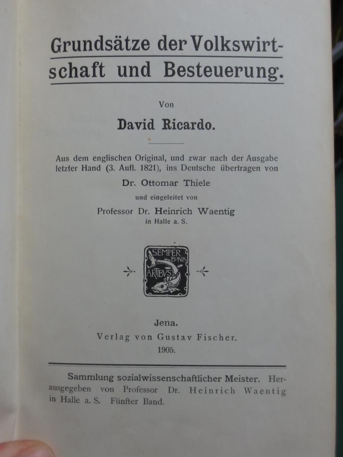 VII 270 2.Ex.: Grundsätze der Volkswirtschaft und Besteuerung (1905)