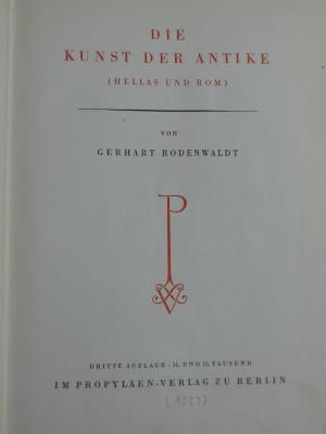 IV 7621 c: Die Kunst der Antike (Hellas und Rom) (1927)