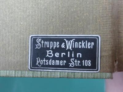 V 202 2. Ex.: Scherz und Ernst in der Jurisprudenz : eine Weihnachtsgabe für das juristische Publikum (1904);G45II / 116 (Struppe &amp; Winckler), Etikett: Name, Ortsangabe; 'Struppe &amp; Winckler
Berlin
Potsdamer Str. 108'. 