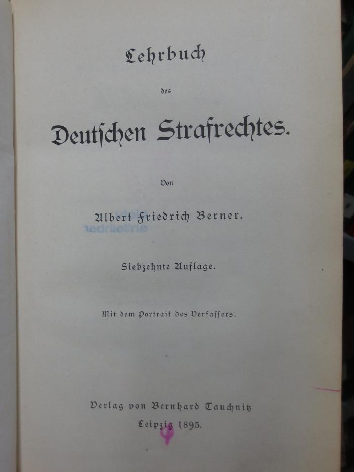 V 2151 ag: Lehrbuch des deutschen Strafrechtes (1895)