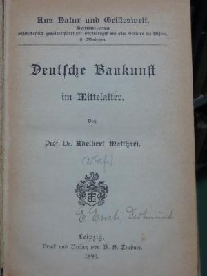 IV 8225: Deutsche Baukunst im Mittelalter (1899)