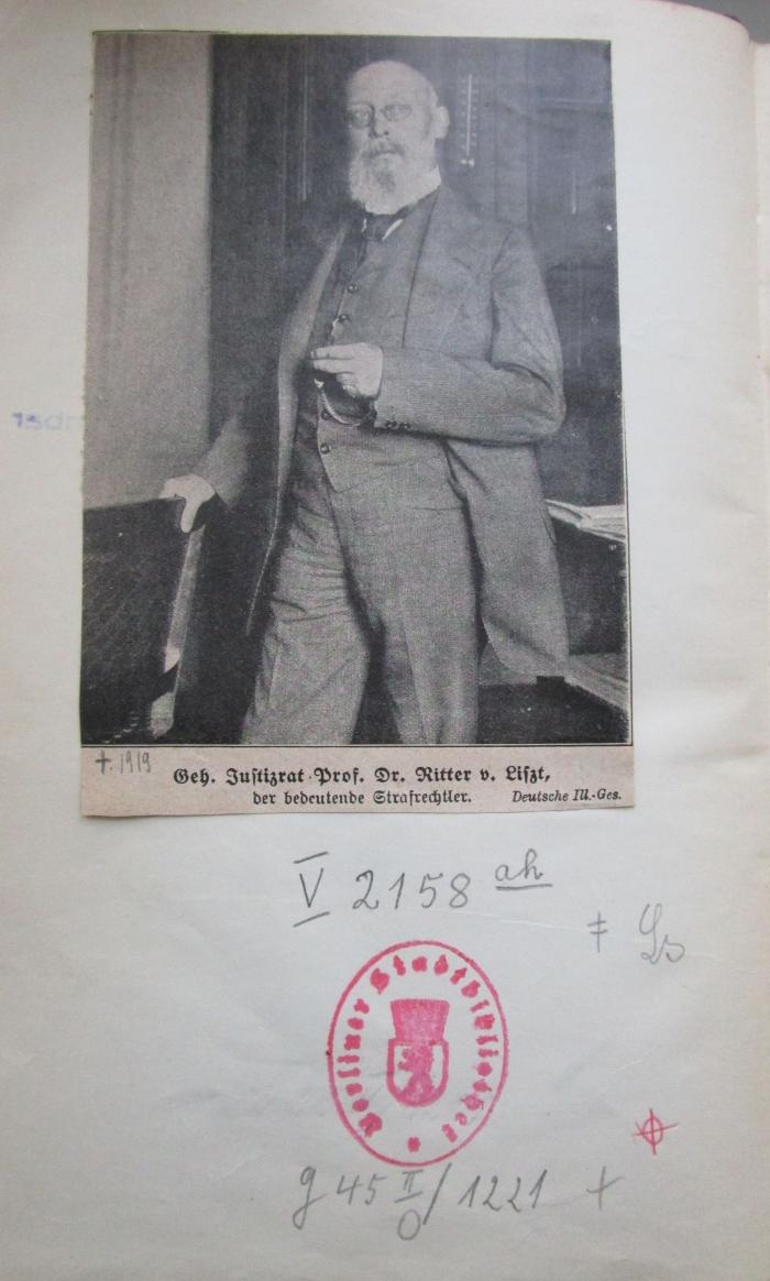 G45II / 1221 (unbekannt), Papier: Portrait. ;V 2158 ah, Ls: Lehrbuch des deutschen Strafrechts (1911)