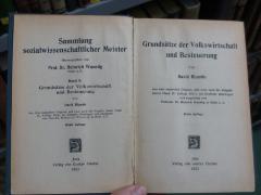 VII 270 c: Grundsätze der Volkswirtschaft und Besteuerung. Aus dem englischen Original, und zwar nach der Ausgabe letzter Hand (3. Auflage 1821), ins Deutsche übertragen und eingeleitet von Professor Dr. Heinrich Waentig in Halle a. S. (1923)