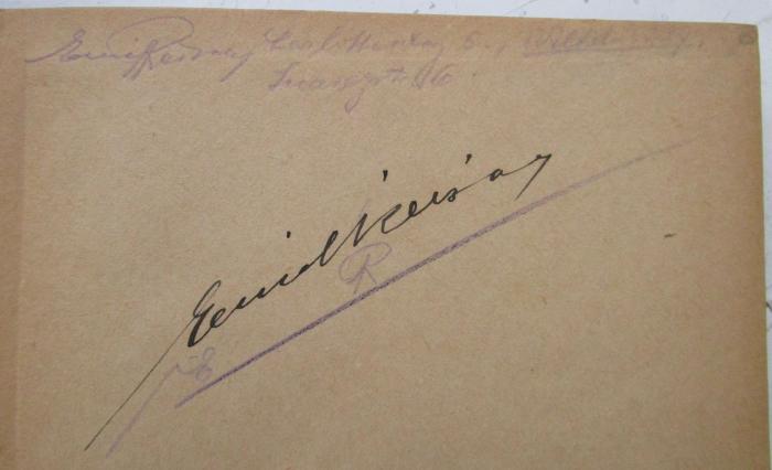 G45II / 1241 (Reisin, Emil), Von Hand: Name, Autogramm, Monogramm; 'Emil Reisin
E R'. ;VII 288 c, 1, 2.Ex.: Ausgewählte Lesestücke zum Studium der politischen Ökonomie. Erster Band: Zur Lehre vom Geld (1920)