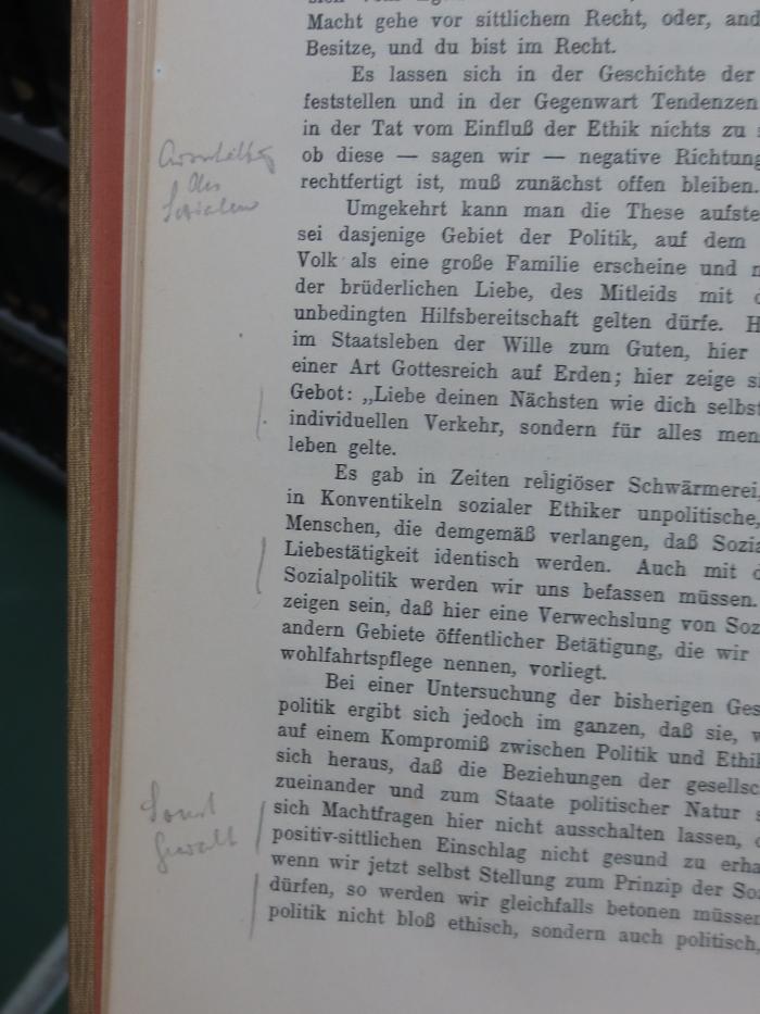 VII 3562 2. Ex.: Einführung in die Sozialpolitik (1910);G45II / 1519 (unbekannt), Von Hand: Annotation, Annotation. 