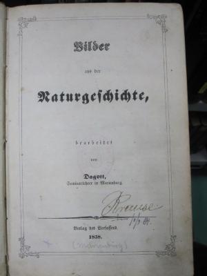 Kg 1420: Bilder aus der Naturgeschichte (1858)