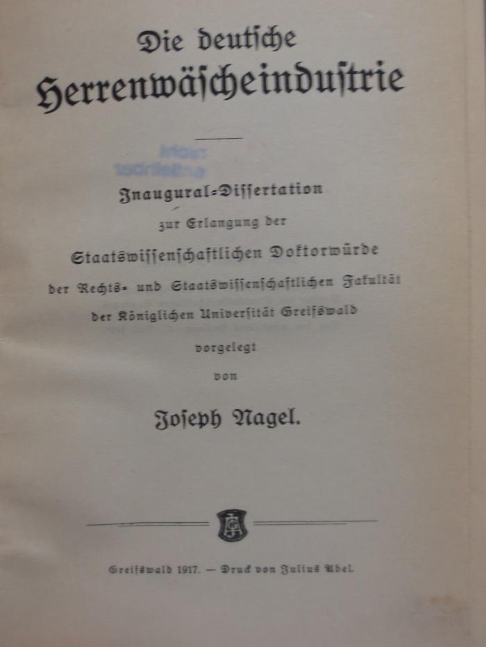 Ml 607: Die deutsche Herrenwäscheindustrie (1917)