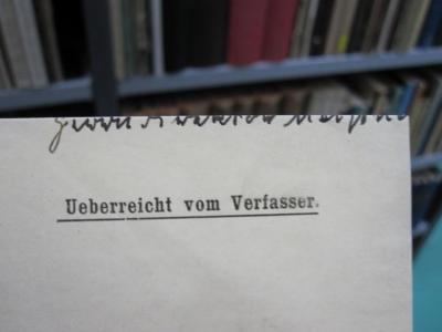 Kg 1616: Die Paramphistomiden der Säugethiere : Abdruck aus den Zoologischen Jahrbüchern (1903);G46 / 1729 (Meißner, Max;Fischoeder, Franz), Von Hand: Name, Widmung; 'Herrn Direktor Meißner'. 