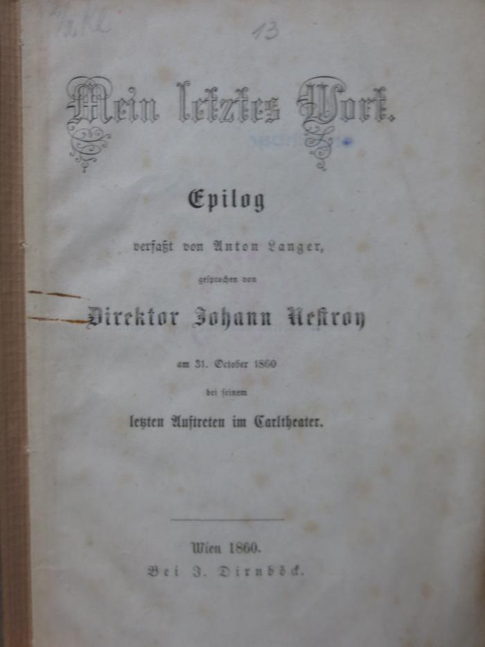 Cg 2163: Mein letztes Wort : Epilog (1860)