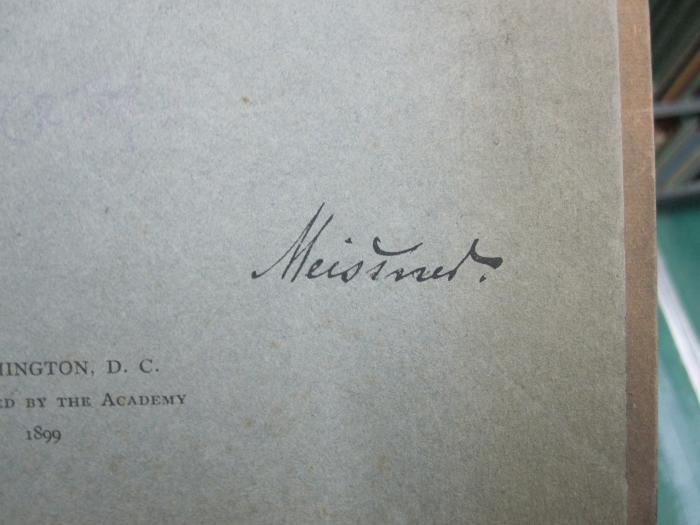 Kg 1648: Revision of the Squirrels of Mexico and Central America (1899);G46 / 2765 (Meißner, Max), Von Hand: Autogramm, Name; 'Meissner.'. 