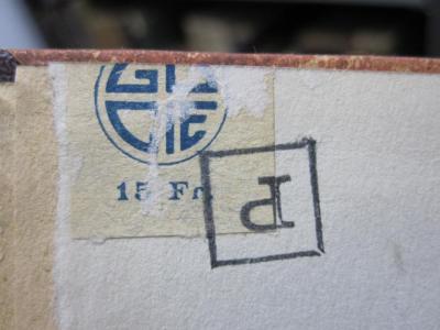 Kk 862: La Tuberculose : Étude Practique Traitement par L'Allergine (1937);G45 / 2522 (unbekannt), Stempel: Initiale, Preis; 'P'. ;G45 / 2522 (Gaston Doin et Cie. (Buchhandlung)), Etikett: Name, Preis, Buchhändler; 'GD CIE
15 Fr.'.  (Prototyp)