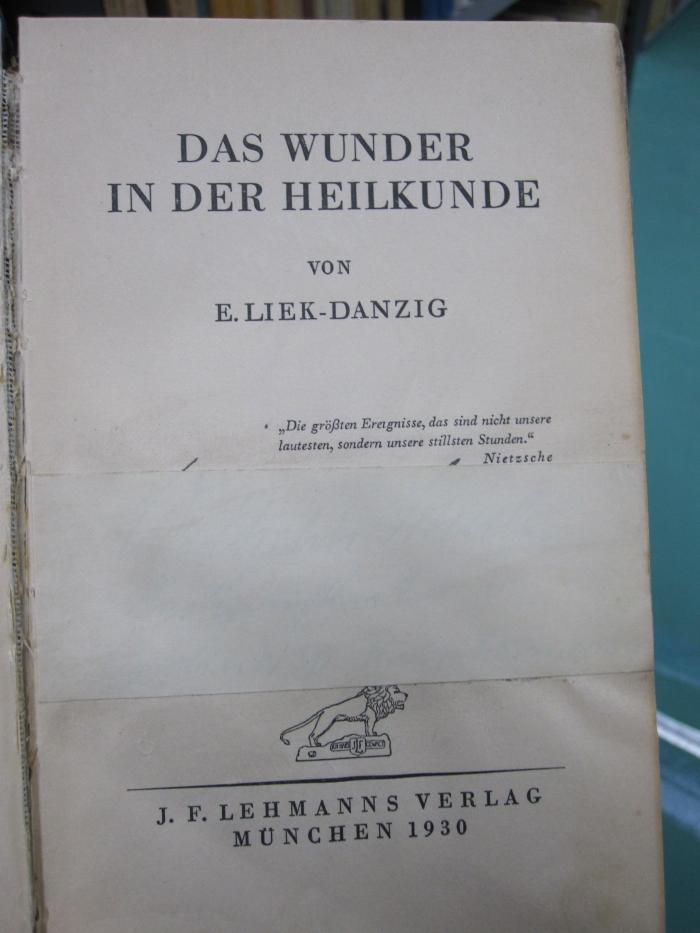 Kh 62 2. Ex.: Das Wunder in der Heilkunde (1930)
