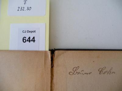 - (Cohn, Bruno), Von Hand: Autogramm; 'Bruno Cohn'. 