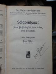 VIII 767 Ersatz: Schopenhauer. Seine Persönlichkeit, seine Lehre, seine Bedeutung (1905)