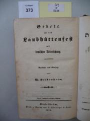 F 233 80 8: Festtägliches Gebetbuch. 8. Gebete für das Schluß- u. Freudenfest. Gebete für das Laubhüttenfest.  (1870)