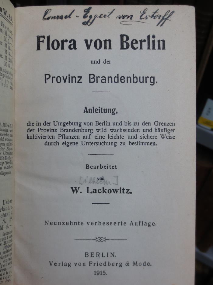 X 3280 ai: Flora von Berlin und der Provinz Brandenburg (1915)