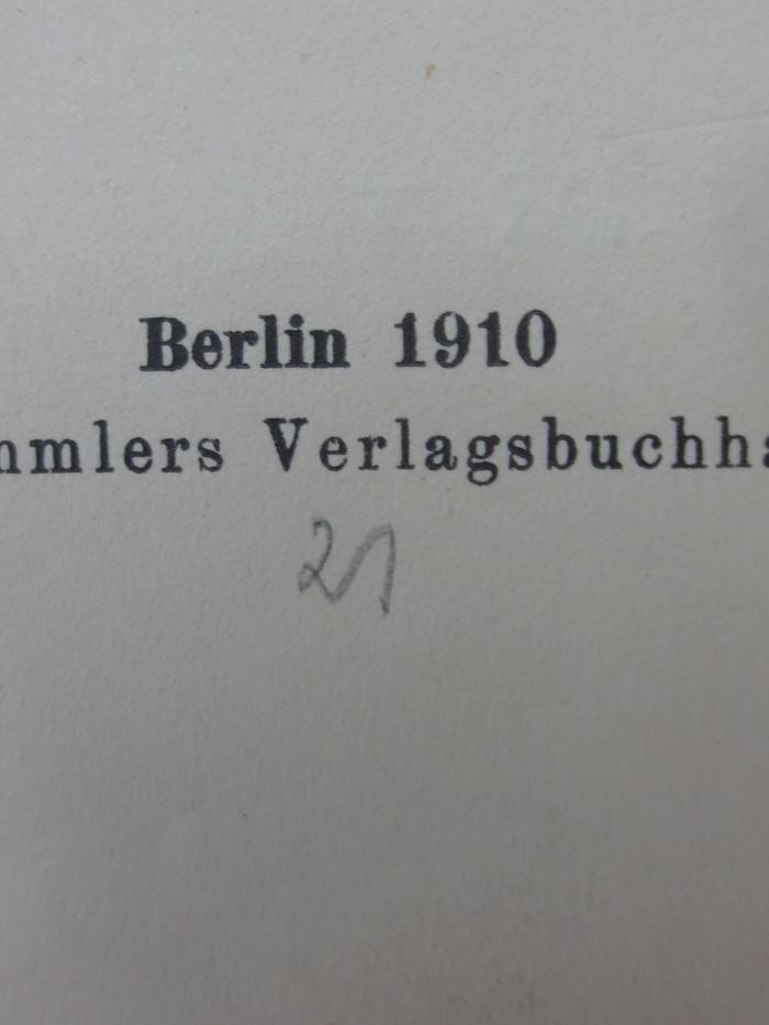 VIII 3020 3. Ex.: Der geniale Mensch (1910);G45II / 2768 (unbekannt), Von Hand: Nummer; '21'. 