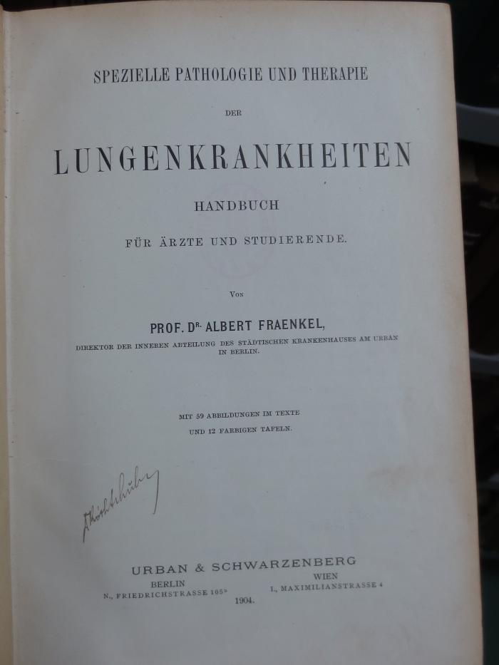 X 6829 Ers.: Spezielle Pathologie und Therapie der Lungenkrankheiten : Handbuch für Ärzte und Studierende (1904)