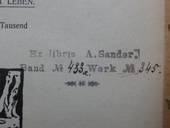 G45II / 761 (Sander, A.), Stempel: Name, Exemplarnummer, Nummer; 'Ex. libris A. Sander.
Band No. 433a. Werk No. 345.'. 