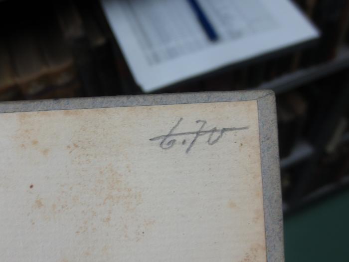III 26126 3. Ex.: Ausgewählte Lieder aus sieben Büchern (o.a.);K51 / 2034 (unbekannt), Von Hand: Preis, Nummer; '6.70'. 