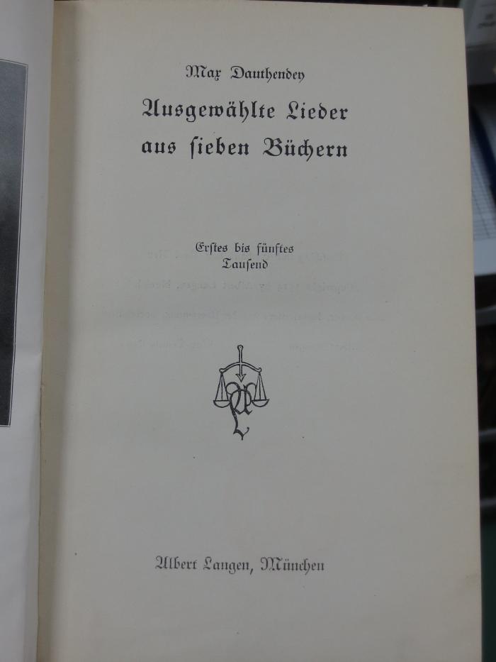 III 26126 3. Ex.: Ausgewählte Lieder aus sieben Büchern (o.a.)