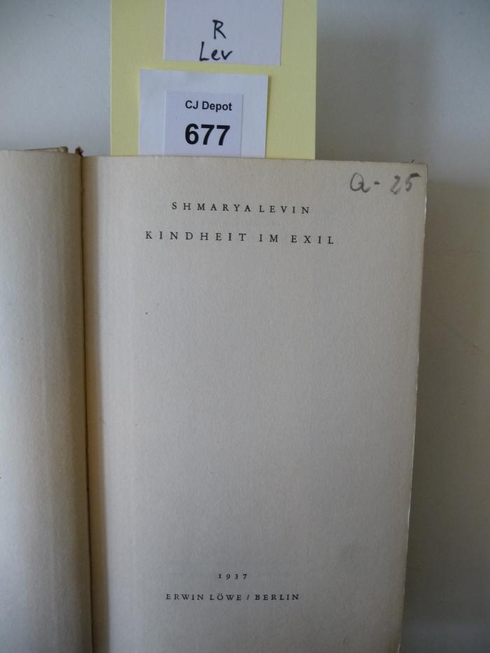 R Lev: Kindheit im Exil (1937)