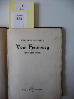 R Zlo: Vom Heimweg : Verse eines Juden (1903)