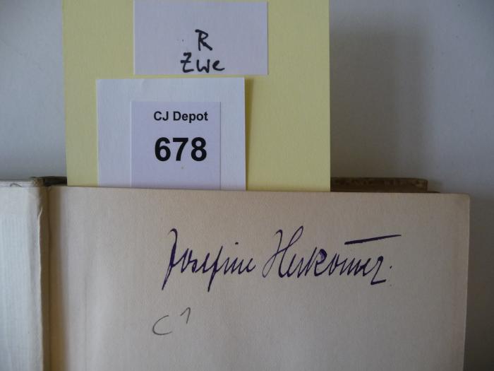 - (Herkomer, Josefine), Von Hand: Autogramm; 'Josefine Hakomer oder Josefine Herkomer'. 