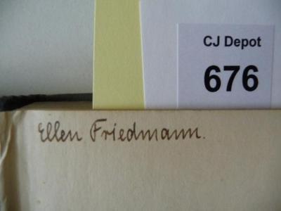 - (Friedmann, Ellen), Von Hand: Autogramm; 'Ellen Friedmann'.  (Prototyp)