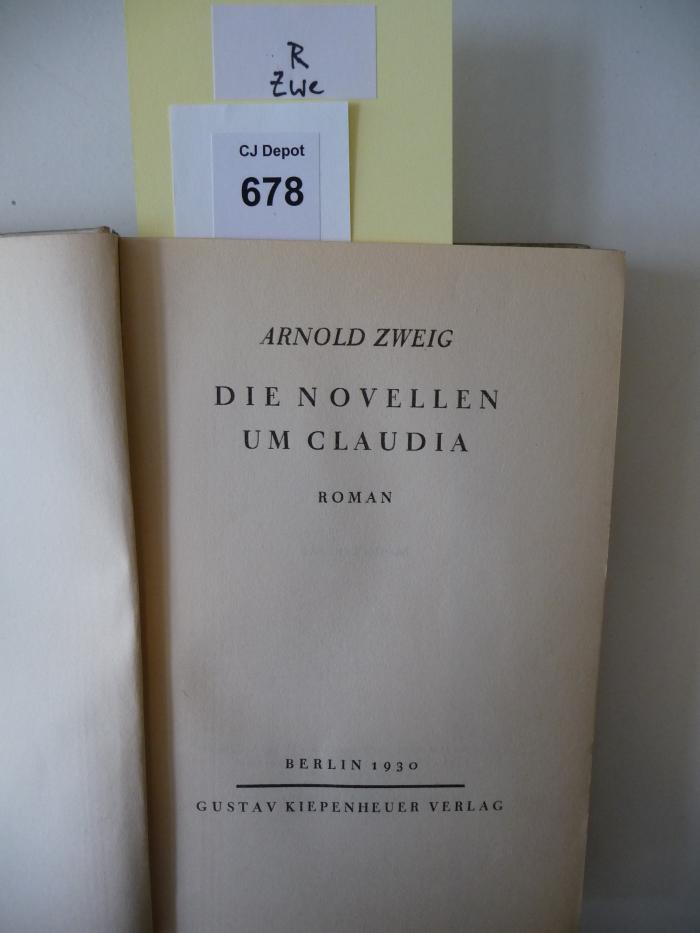 R Zwe: Die Novellen um Claudia : Roman (1930)