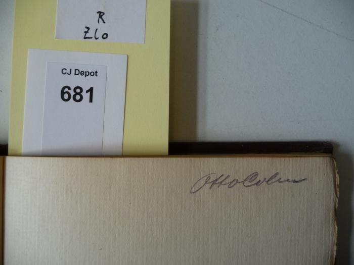 - (Cohn, Otto), Von Hand: Autogramm; 'Otto Cohn'. 