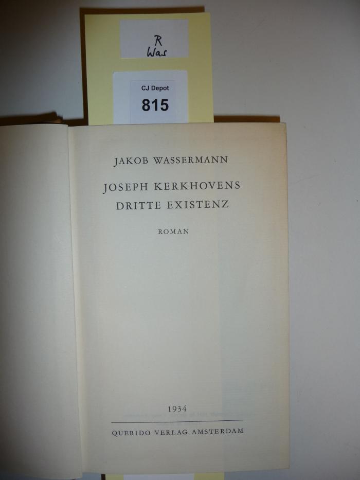 R Was: Joseph Kerkhovens dritte Existenz (1934)