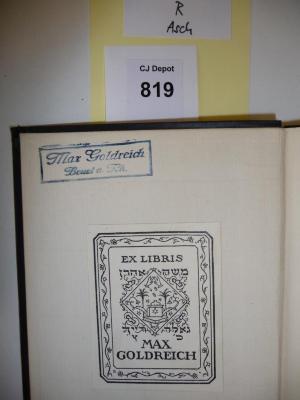 - (Goldreich, Max), Stempel: -; 'Max Goldreich
Beuel a. Rh.'. 