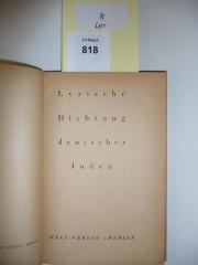 R Lyr: Lyrische Dichtung deutscher Juden (1920)