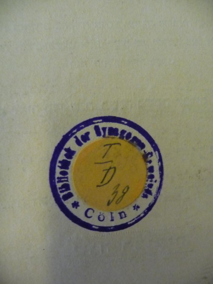 - (Synagogen-Gemeinde Köln;Bibliothek der Synagogen-Gemeinde Cöln), Stempel: -; 'Bibliothek der Synagogen-Gemeinde Cöln
'. 