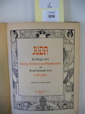 R Mün: Juda : Gesänge von Börries, Freiherrn von Münchhausen. Mit Buchschmuck von E. M. Lilien (1920)